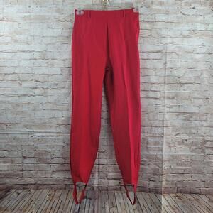 Vintage U.S.Wear Womans Pants 11/12 Red Leggings Loop Hem Side Zip Belt Loops‎